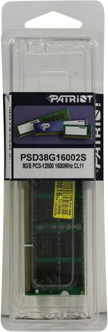 PATRIOT DDR3 SO 8GB PSD38G16002S - фото №18