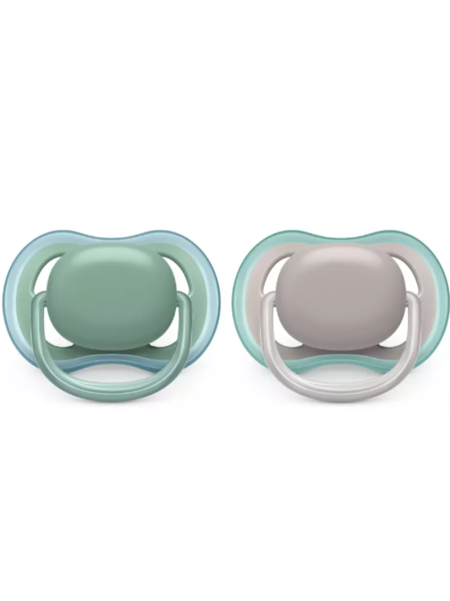 Пустышка силиконовая ортодонтическая PHILIPS SOOTHER AIR6-18M NON DECO MIX SCF085/16, 2 шт, зеленый/голубой/фиолетовый