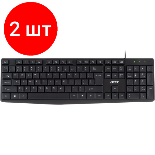 Комплект 2 штук, Клавиатура Acer OKW121 черный USB (ZL. KBDEE.00B) клавиатура acer okw121 черный