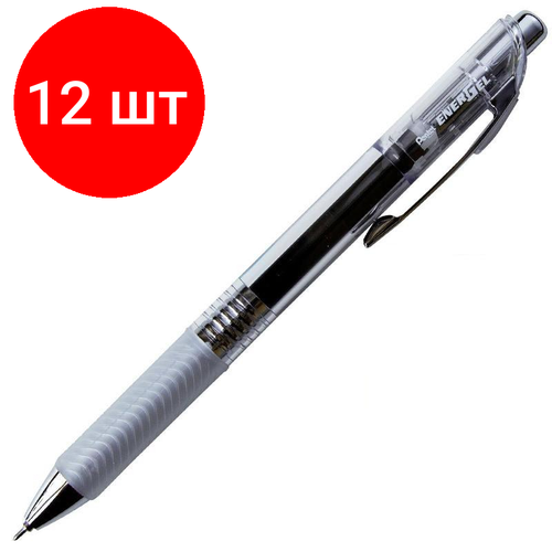 Комплект 12 штук, Ручка гелевая автомат. PENTEL Energel Infree 0.5мм чер, манжBLN75TL-AX комплект 7 штук ручка гелевая автомат pentel energel infree 0 5мм чер манжbln75tl ax