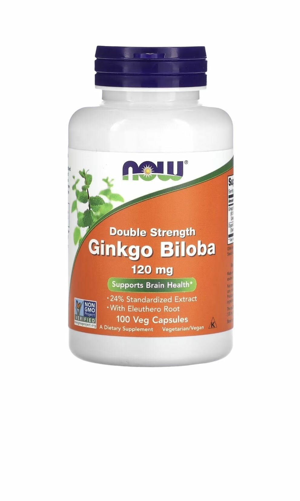 Гинкго Билоба Двойной Концентрации Поддержка Работы Мозга NOW Ginkgo Biloba Double Strength Supports Brain Health 120 mg 100 капсул