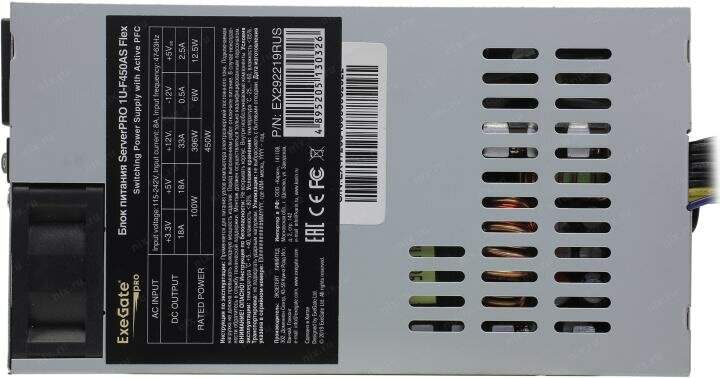 Блок питания Exegate EX292219RUS 450W (Flex ATX, APFC, КПД 80% (80 PLUS), 4cm fan, 24pin, 4pin, 3xSATA, 2xIDE) - фото №12