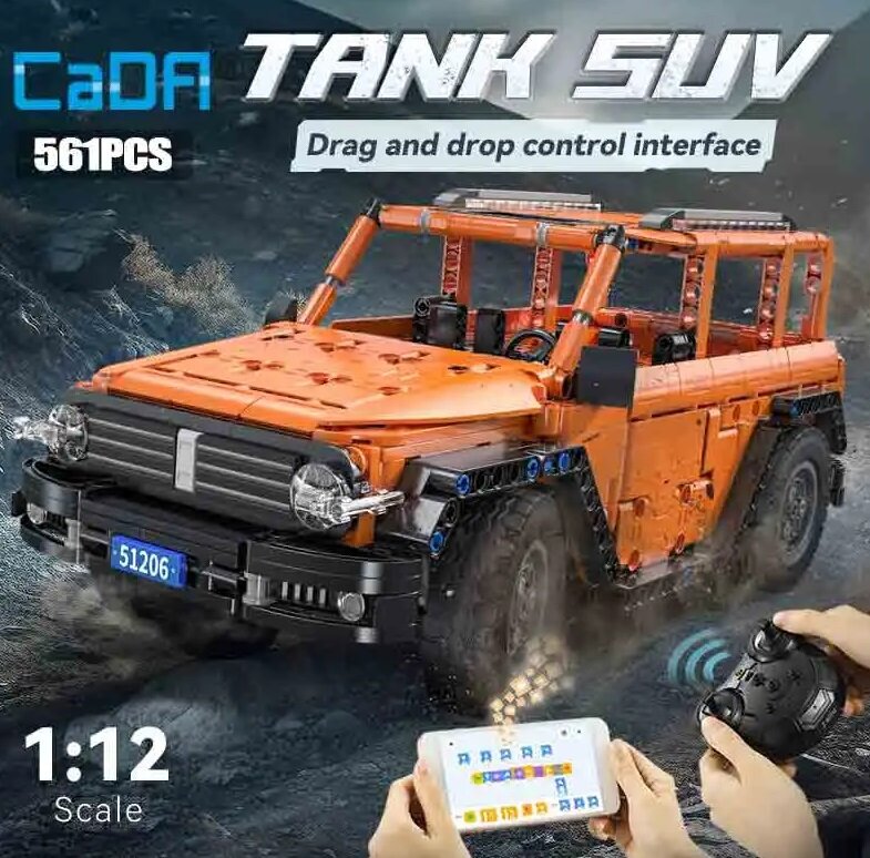 Конструктор 3D CaDA машина внедорожник Tank SUV, программируемый, на пульте управления, 561 деталей - C51206W