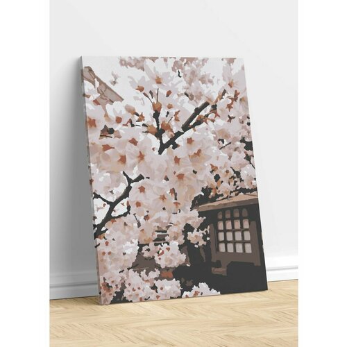 Сакура картина по номерам жпн на холсте с подрамником цветущая сакура в японском саду 2 раскраска 40x50 см сакура