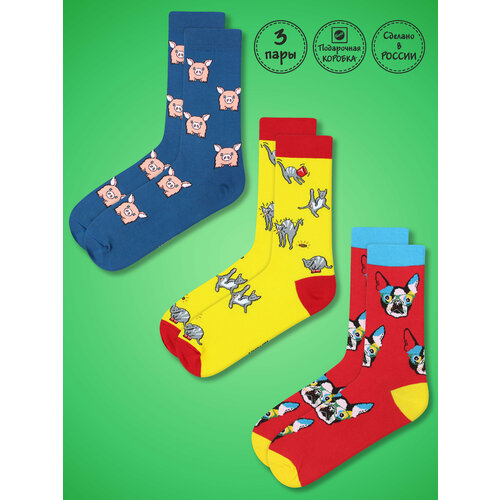 фото Носки kingkit, 3 пары, размер 36-41, желтый, красный