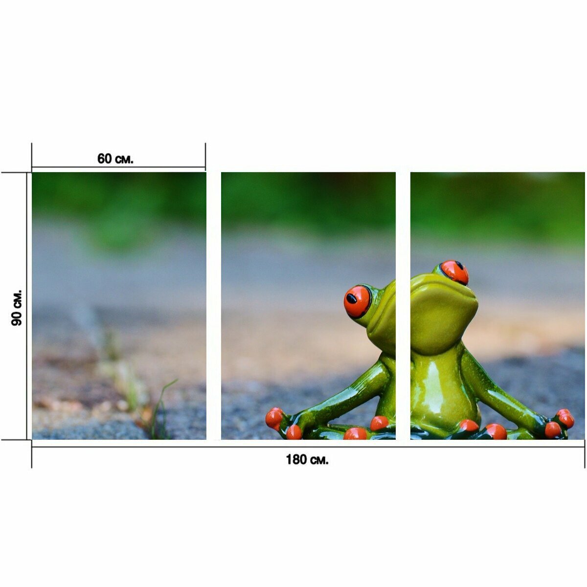 Модульный постер "Йога, лягушка, расслабленный" 180 x 90 см. для интерьера