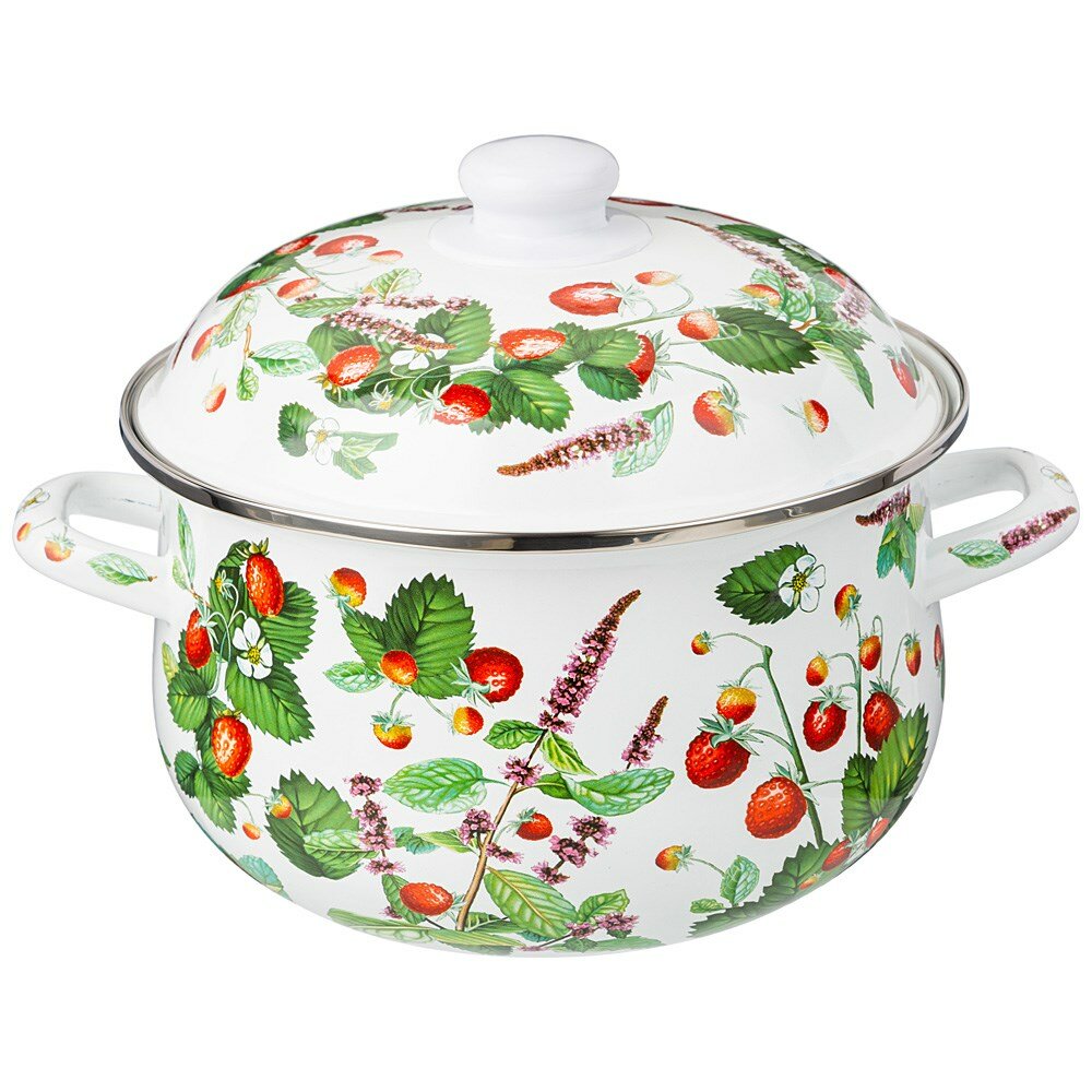 фото Кастрюля Agness Эмалированная С Эмал. Крышкой Серия "Фруктовая Корзина", 3.6 Л, 22*13 См