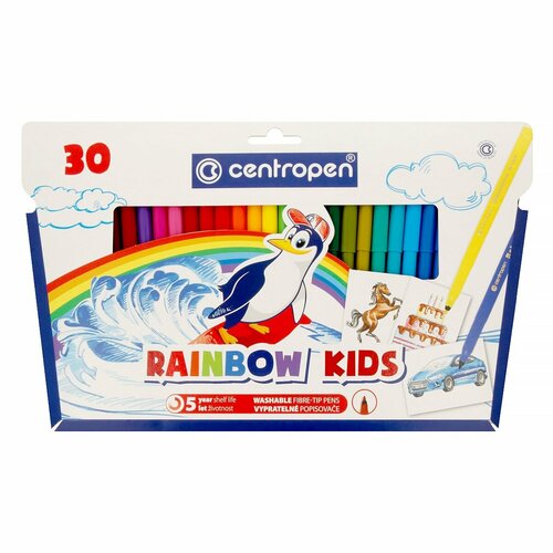 Фломастеры Centropen Rainbow Kids, 30 цветов, толщина линии 1 мм (7550/30)