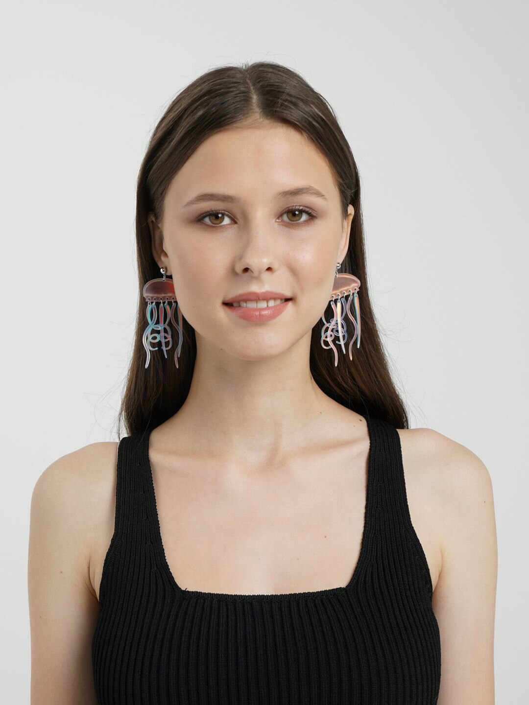 Серьги Bag & You, акрил, размер 110 мм, серебристый — фото 1