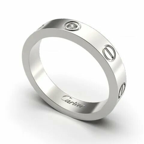 Кольцо Кольцо в стиле Cartier Love c камнем, женское бижутерия, циркон, размер 17, серебряный