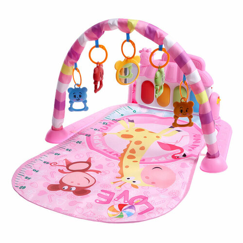 Музыкальный развивающий коврик «Весёлые зверята», цвет розовый музыкальный коврик детский развивающий