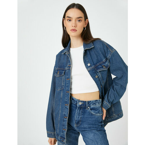 фото Джинсовая куртка koton, размер 34, голубой