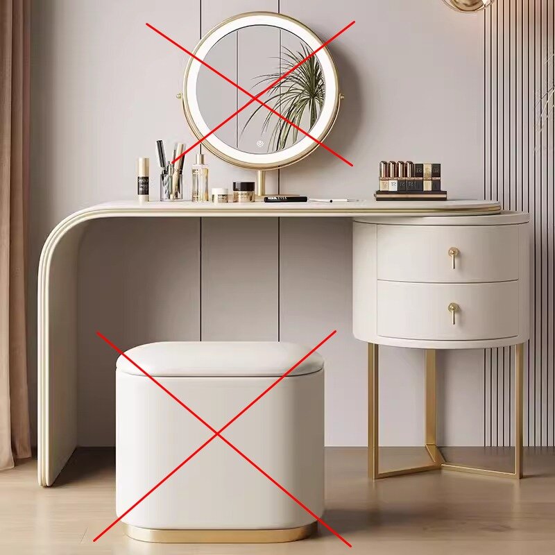 Элегантный туалетный столик 80 см покрытый кожей с круглой тумбой и изогнутой столешницей (только столик 80 см без пуфа без зеркала, цвет в комментарий)