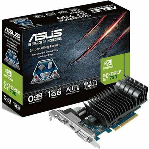 Видеокарта ASUS GEFORCE GT730-SL-2GD5-BRK, 2 Гб, 64bit, GDDR5, DVI, HDMI, VGA видеокарта pci e asus geforce gt 730 gt730 4h sl 2gd5 2gb gddr5 64bit 28nm 954 5010mhz 4 hdmi