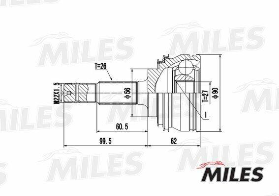 ШРУС TOYOTA CELICA CAMRY PREVIA LEXUS ES250 2.0-2.5 89-01 нар. Miles GA20472