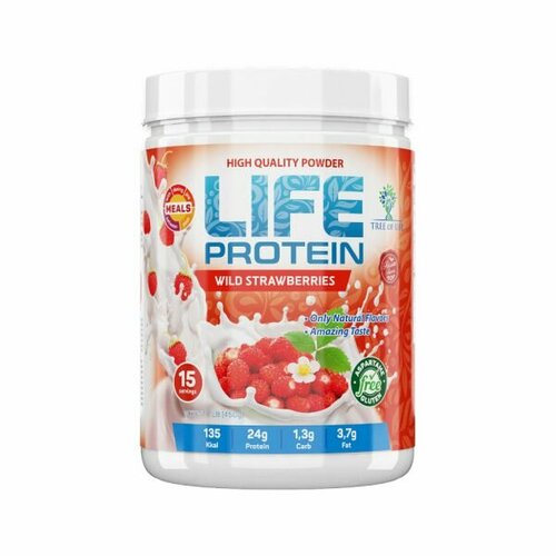 LIFE Protein 450 gr, 15 порции(й), земляника life protein 450 gr 15 порции й папайя и питайя