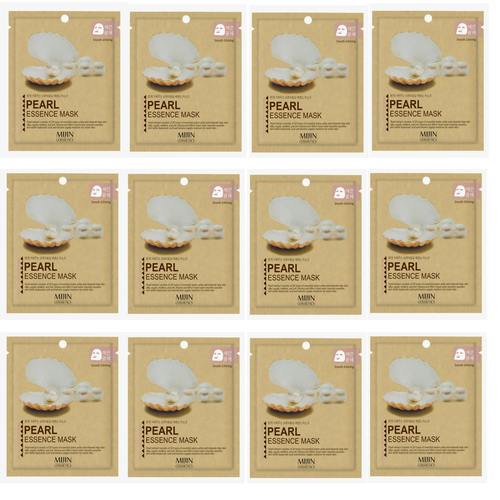 Mijin Маска для лица тканевая жемчуг PEARL ESSENCE MASK 25гр в уп, 12 уп mijin маска тканевая для лица арбутин arbutin essence mask 23 гр в уп 12 уп