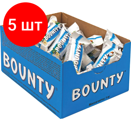 Комплект 5 шт, Конфеты шоколадные BOUNTY minis, весовые, 1 кг, картонная упаковка, 56727