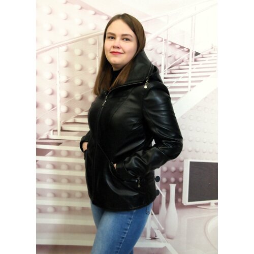 фото Кожаная куртка , размер l, черный ип паршков е.в.