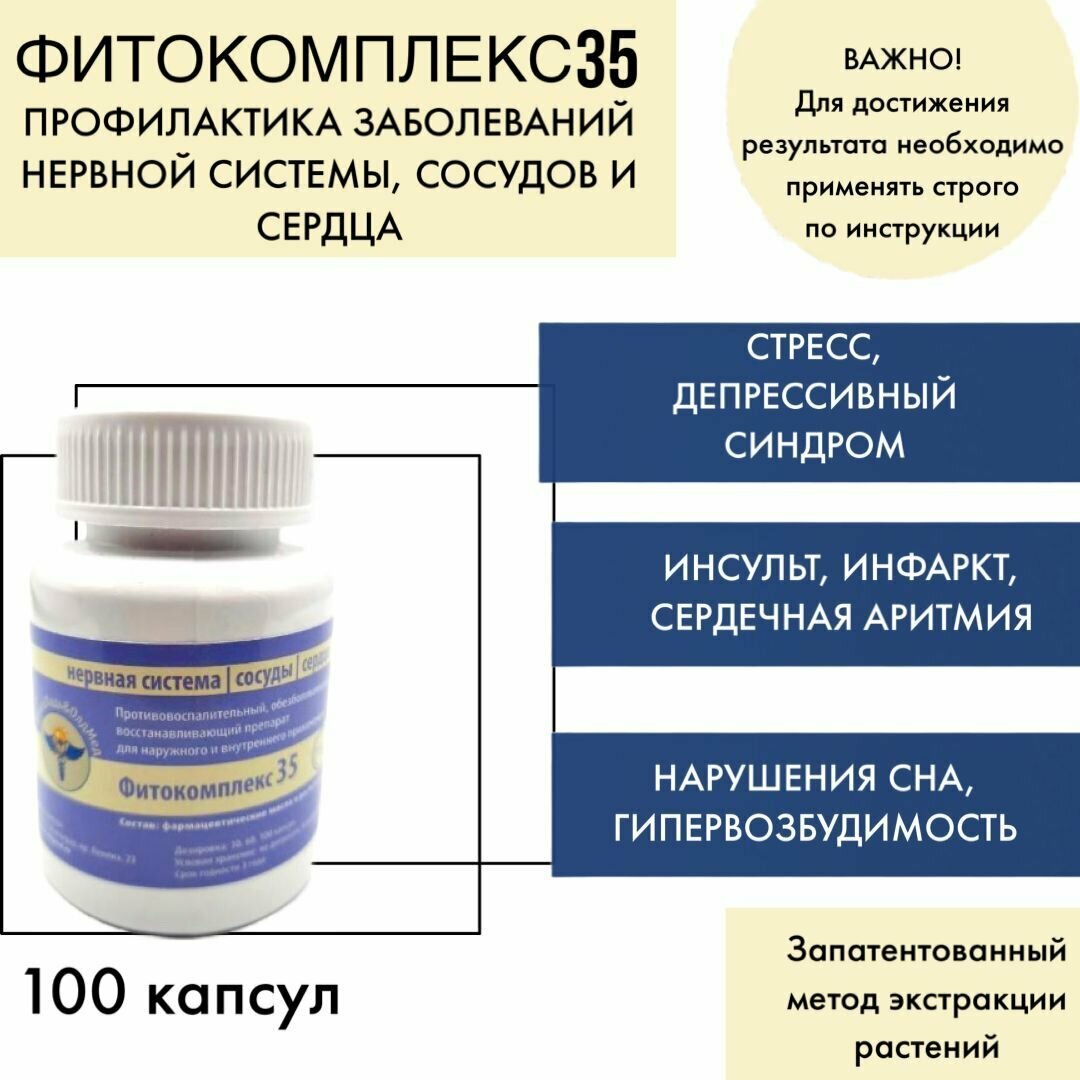 Фитокомплекс №35 Профилактика заболеваний нервной системы, сосудов и сердца, 100 капсул