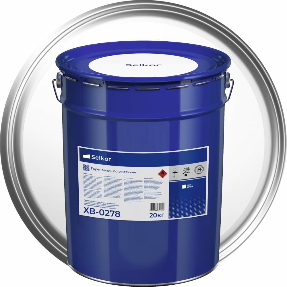 фото Грунт-эмаль Selkor ХВ-0278 белая 20 кг