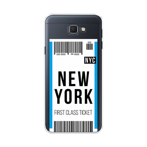 Силиконовый чехол на Samsung Galaxy J5 Prime 2016 / Самсунг Галакси J5 Prime 2016 Билет в Нью-Йорк, прозрачный
