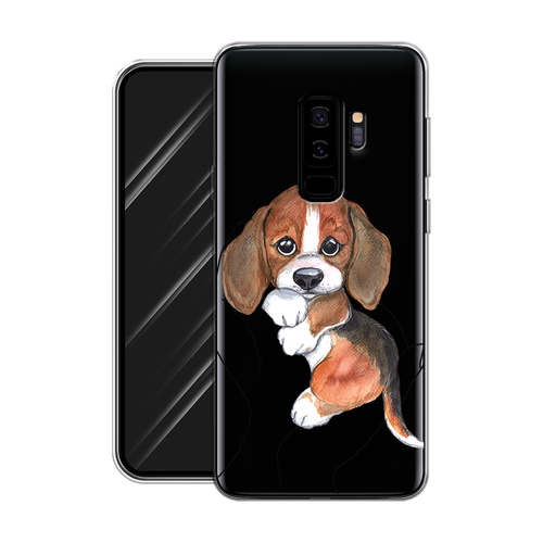 Силиконовый чехол на Samsung Galaxy S9 Plus / Самсунг Галакси S9 Плюс Бигль в ладошках, прозрачный samsung galaxy s9 plus s9 силиконовый чёрный чехол самсунг галакси с9 плюс накладка бампер