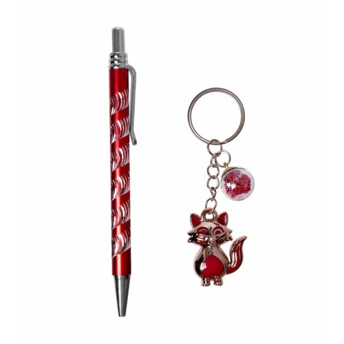 Подарочный набор: Ручка + Брелок, красный кот