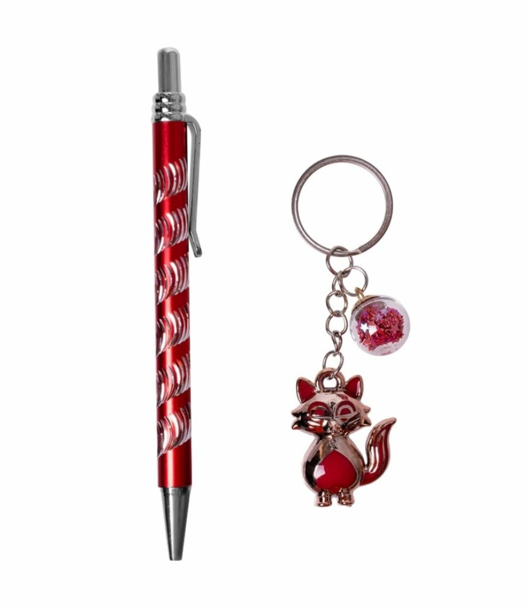 Подарочный набор: Ручка + Брелок, красный кот