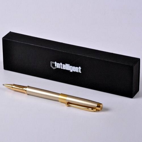 Ручка роллер подарочная INTELLIGENT 0,7мм, металлический золотистый корпус, синяя, в картонном футляре ручка роллер pedova