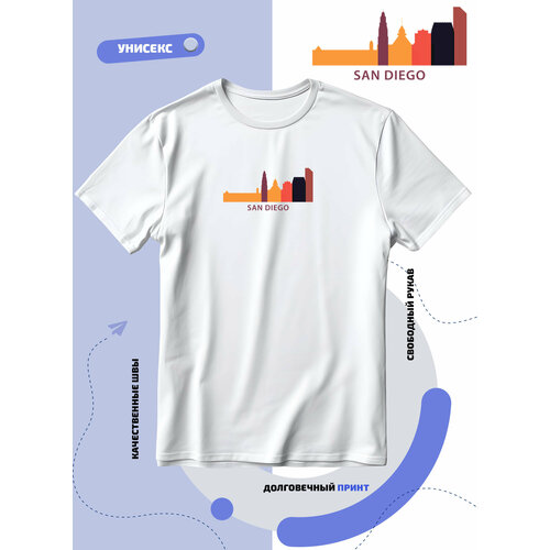 Футболка SMAIL-P силуэт города San Diego-Сан-Диего, размер 6XL, белый