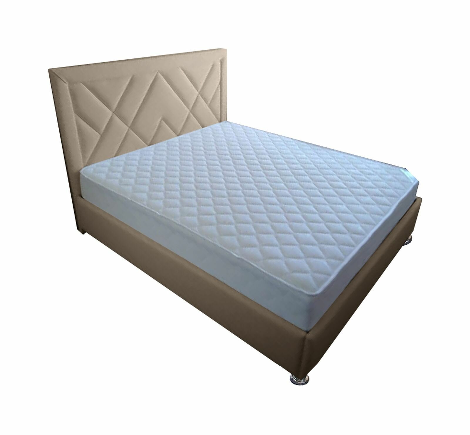 Односпальная кровать Мозайка 80x200 основание металлическое с ламелями велюр бежевый без ножек