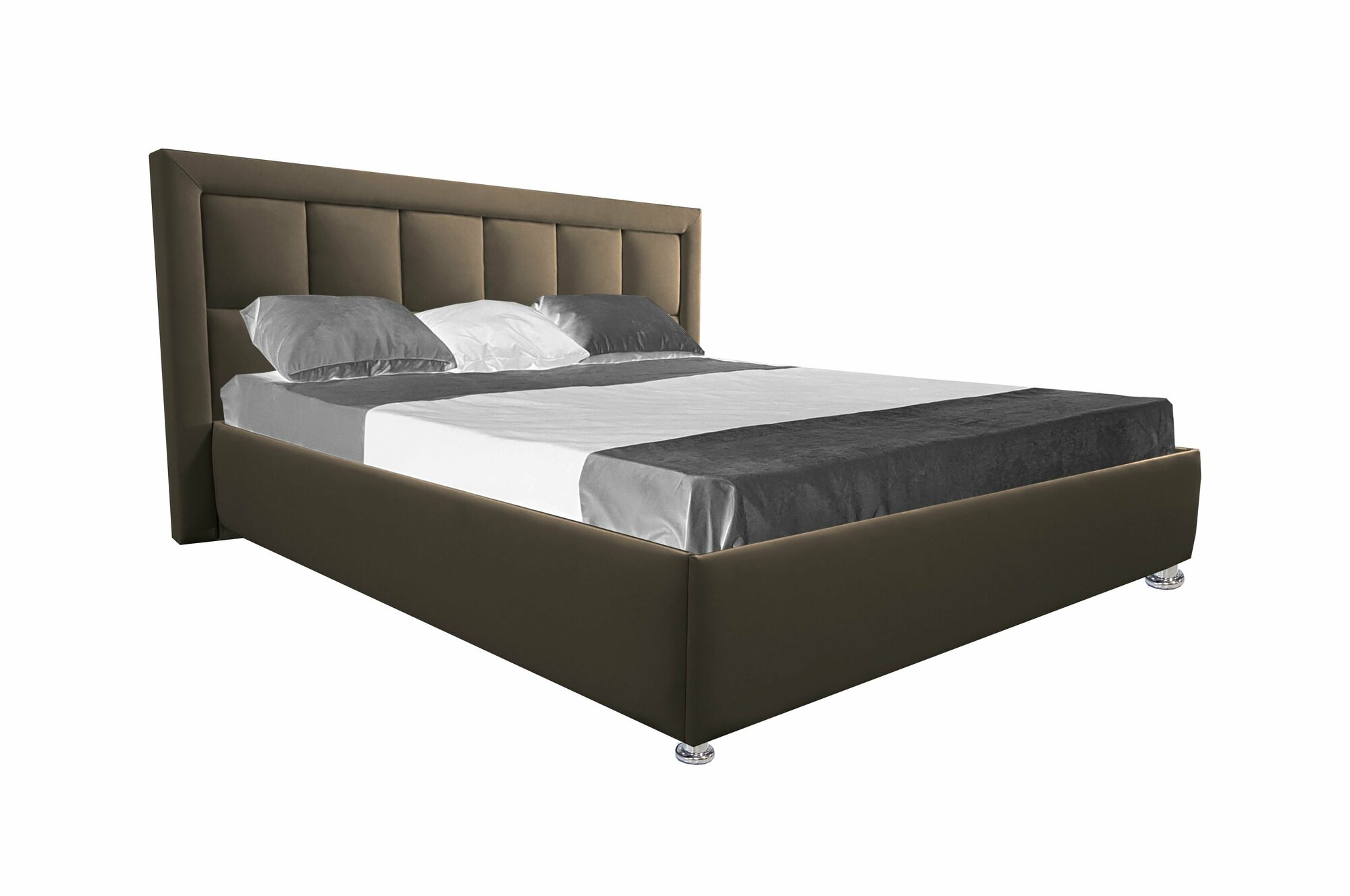 Односпальная кровать Флорида 90x200 основание металлическое с ламелями велюр коричневый ножки 5 см