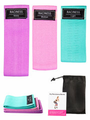 Резинки для фитнеса тканевые Raciness, набор из 3 шт, с мешочком для хранения (эспандеры для фитнеса, пилатеса, ленты для фитнеса, резиновые петли)
