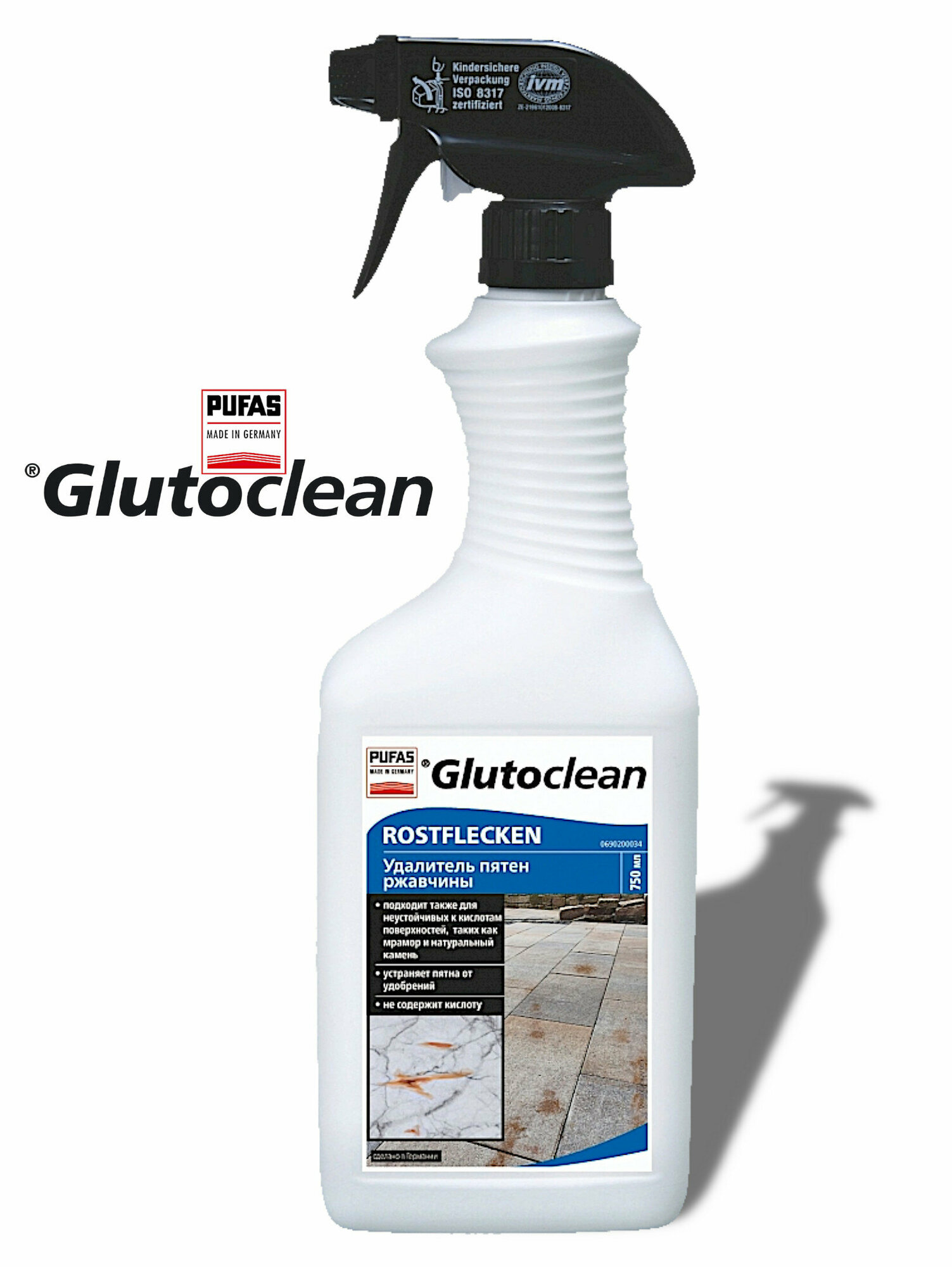 Удалитель пятен ржавчины, Pufas Glutoclean 750 мл.