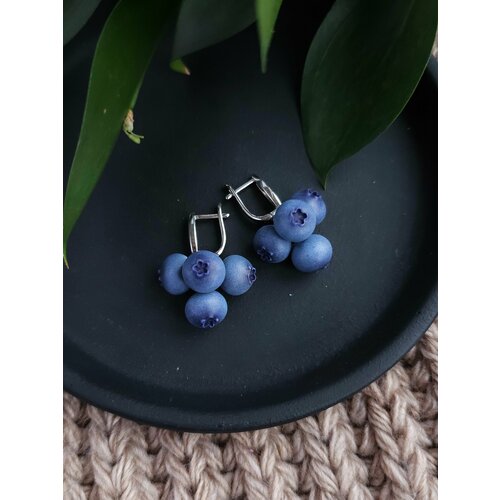 Серьги двусторонние , синий, голубой