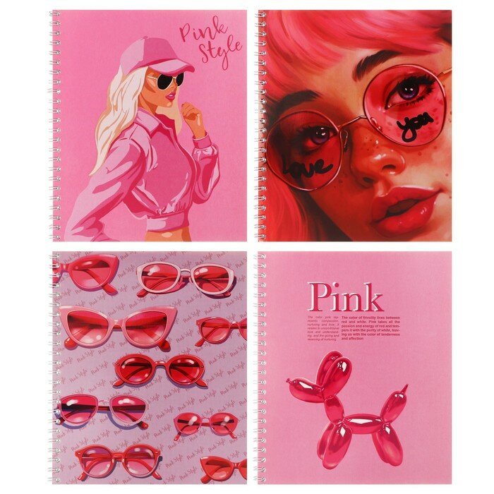 Полином Тетрадь 48 листов в клетку на гребне, Barbie pink style, обложка мелованный картон, выборочный УФ-лак, блок офсет, 4В микс