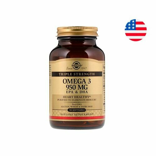 Solgar, Omega 3 "Тройная Омега-3", 950 мг ЭПК и ДГК, 50 капсул