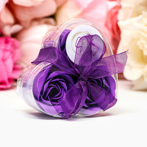 Мыльные розочки фиолетовые набор 3 шт 380₽