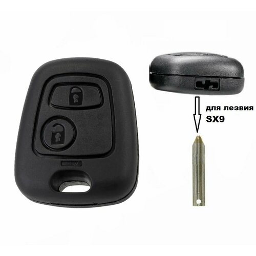 Корпус ключа зажигания для Peugeot Пежо Partner Expert Boxer - 1 штука без лезвия 2х кнопочный ключ для лезвия SX9 46000₽
