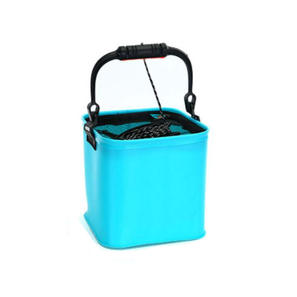 фото Ведро маленькое, мягкое, складное, водонепроницаемое для рыбалки/для прикормки, серо-голубой