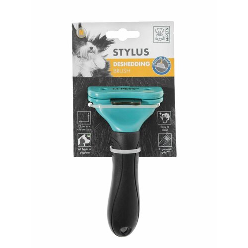 M-Pets дешеддер STYLUS, размер M, 7.5 х 16 см, голубой, (1 шт) m pets habitat car blanket cappuccino m