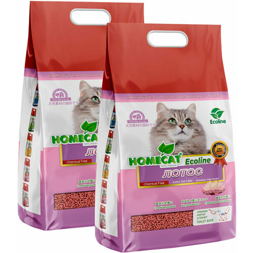 HOMECAT эколайн лотос наполнитель комкующийся для туалета кошек (12 + 12 л)