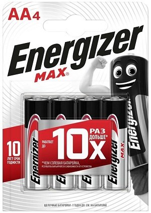 Батарейка Energizer Max AA/LR6, в упаковке: 4 шт.