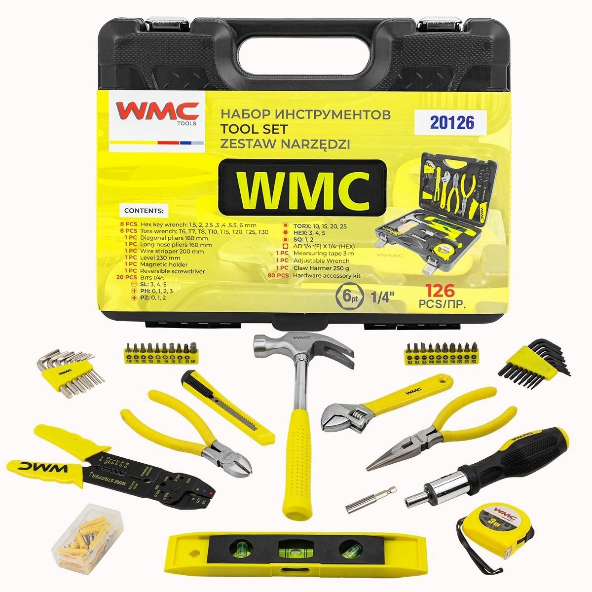 Набор инструментов 126пр. 1/4'(6гр.) WMC TOOLS WMC-20126