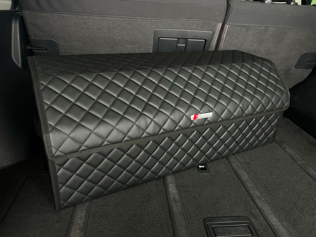 Органайзер для багажника S-Line / С-Лайн / Кофр 80х30х30, сумка, саквояж, ящик, черный с черной отстрочкой