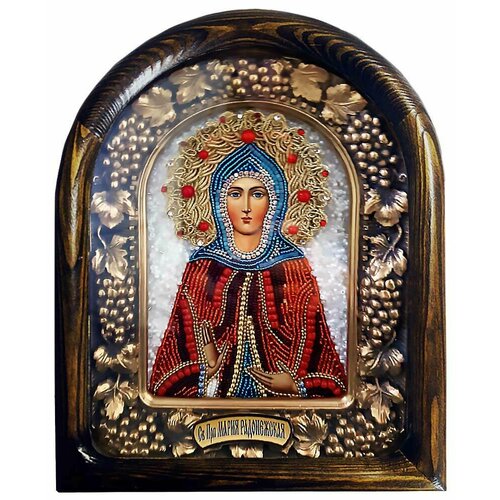 Икона Мария Радонежская, Преподобная, из бисера, ручная работа, 18х23 см