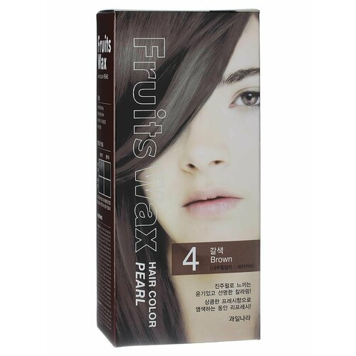 Краска для волос на фруктовой основе Fruits Wax Pearl Hair Color #04 60мл*60гр, WELCOS