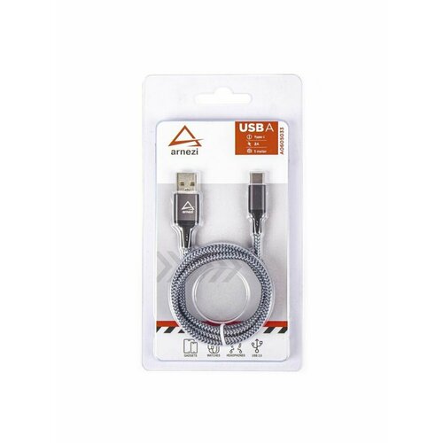 Дата-кабель USB/Lightning (1м, 2А) в оплетке ARNEZI A0605033 дата кабель akai ce 611w usb lightning 1м 2 1а белый