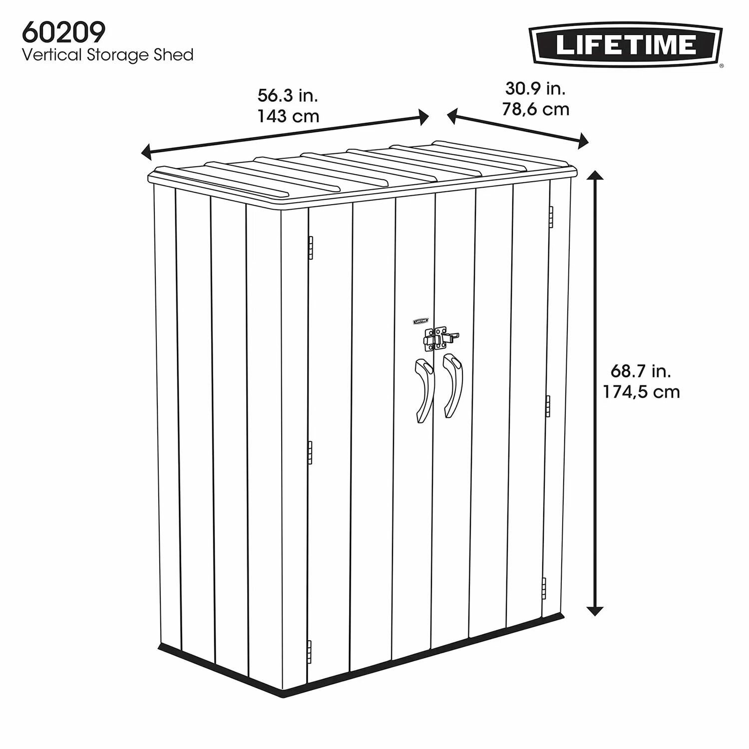 Уличный шкаф Lifetime Vertical Storage Shed 1500л - фотография № 20